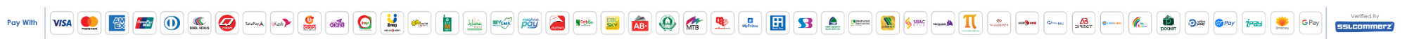 Pay with Visa, Mastercard, American Express, bKash, Nagad, Rocket and other methods. Verified by SSLCommerz.